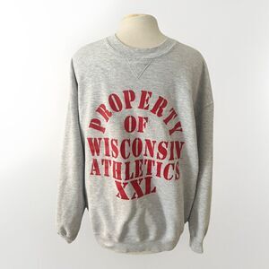 Vintage Wisconsin Badger Athletics Department Sweatshirt, Gray, Russel, Size XL